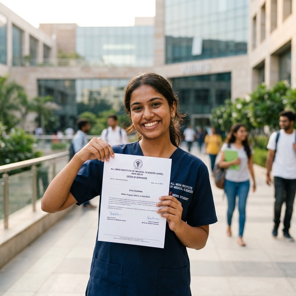 Student with admission letter